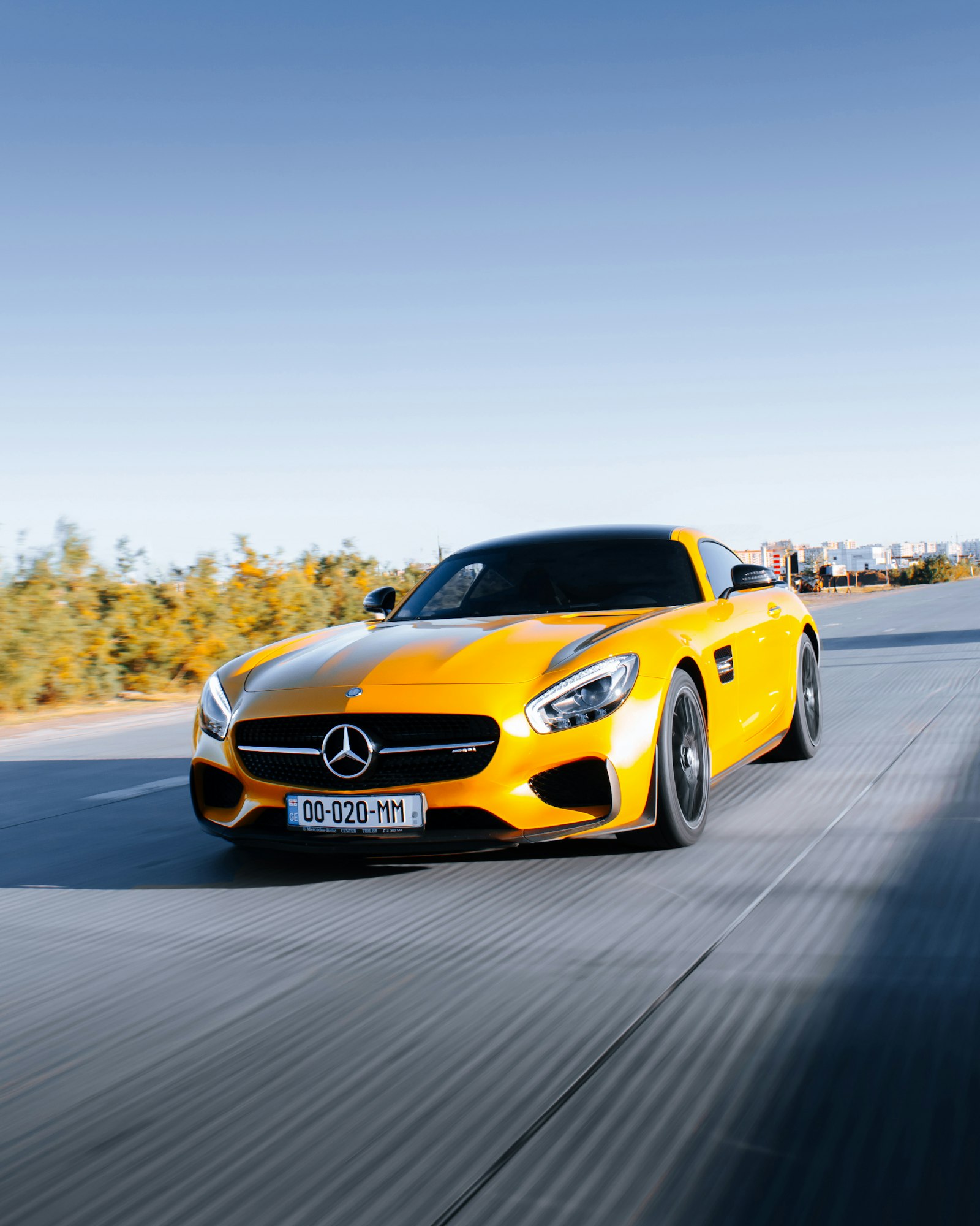 Modern car on a scenic road
